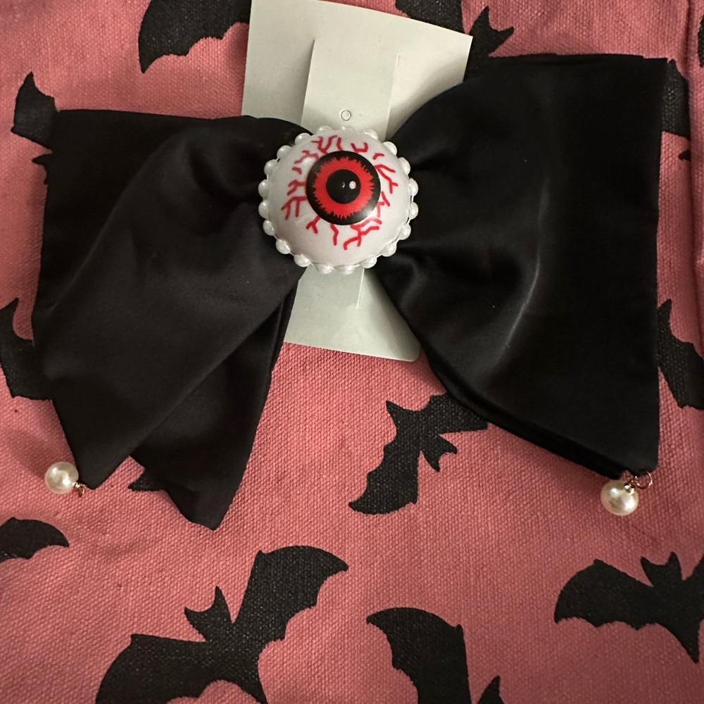 Black Bow with Eyeball Accent